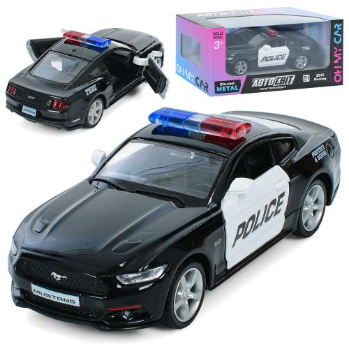 Машина AS-3136 (48шт) АвтоСвіт, Ford Mustang, метал, інерц, поліція, 12см, відчиняються двері, гумові колеса, в кор-ці, 15,5-7-7см