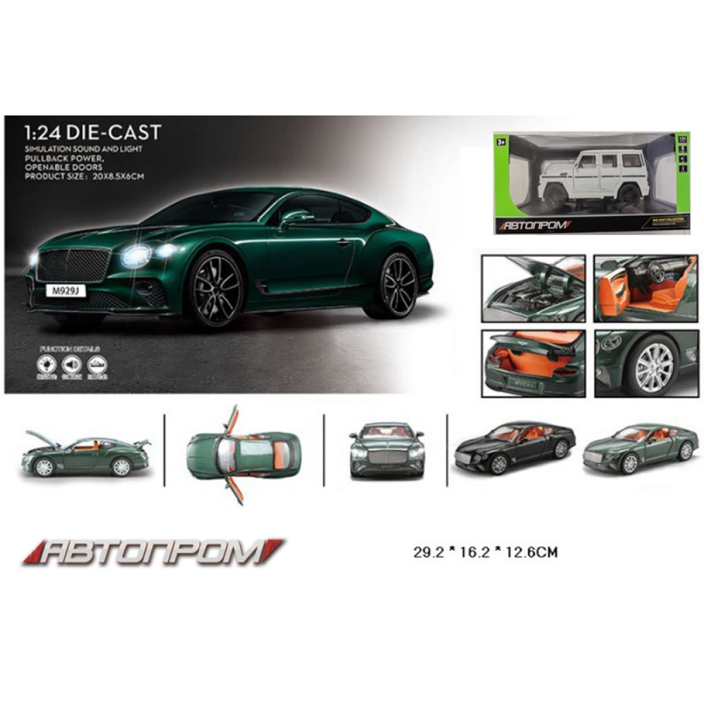 Машина мет. АВТОПРОМ арт. AP7715 (12шт) 1:24,3 кольори, батар, світ., звук, двері відкр., в короб.29*16*12,6см