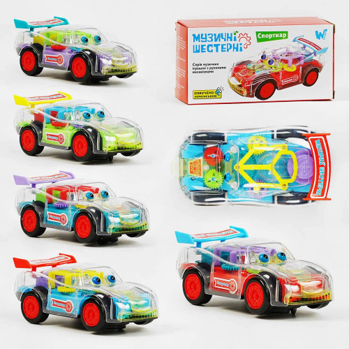 Машина на батарейках 56350 (96) "WToys", 5 видів, УКРАЇНСЬКЕ ОЗВУЧУВАННЯ, світло, звук, рухомі елементи, прозорий корпус, шестерні, в коробці