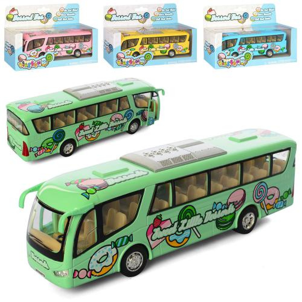 Машинка KS 7101 W (12шт) металл,инер,автобус, 18см, откр.двери, 4 цвета, в кор-ке,20,2-13-5см