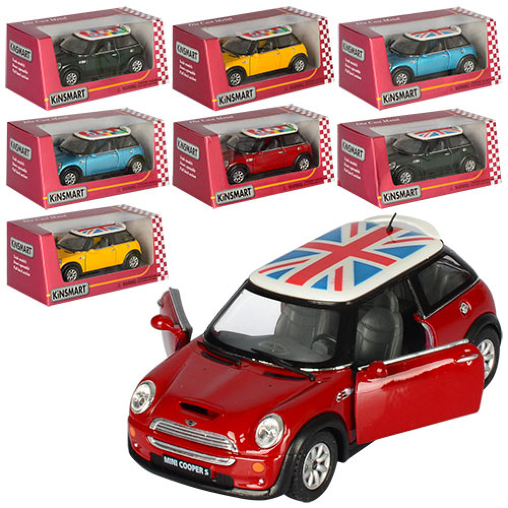Машинка KT 5059 WF Cooper (24шт) металл, инер-я,1:32, 12,5см,откр.дв, рез.колеса, 2вида, в кор-ке, 16-7-8см