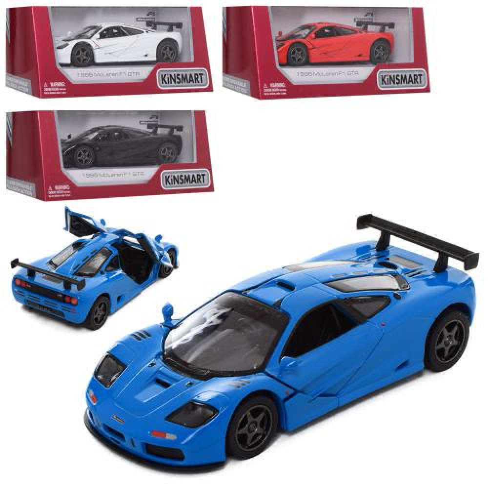 Машинка KT5411W McLaren F1 GTR (24шт) метал, інер-я,12,5см,1:34,відкр.дв,рез.кол,4кольор,в кор-ці,16-7-8,5см