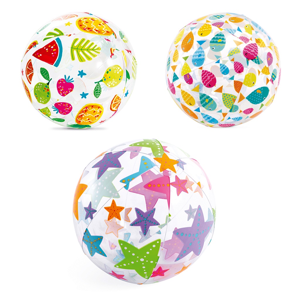 М'яч пляжний 59040 (36шт) 51см, 3 види (рибки, фрукти, зірочки), в пакеті, 24-15,5см
