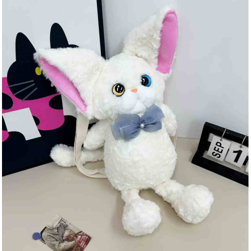 М'яка іграшка-рюкзак Котик вухастик, білий, 55*33см, ТМ Dreamtoys Bag52