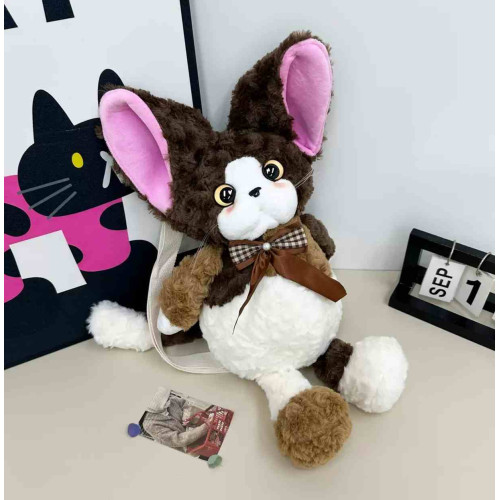 М'яка іграшка-рюкзак Котик вухастик, коричневий, 55*33см, ТМ Dreamtoys Bag53