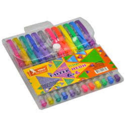 н-р ручок гел., прогум. грип, 6+6 кол., Glitter+Neon, ГР46, УМКА