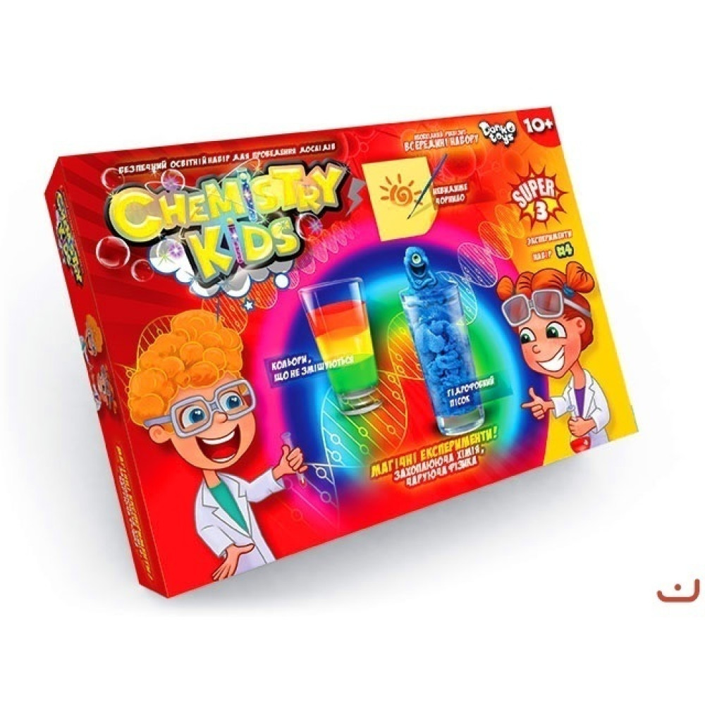Набір для дослідів "CHEMISTRY KIDS" економ укр. (8шт), CHK-02-01U,02U,