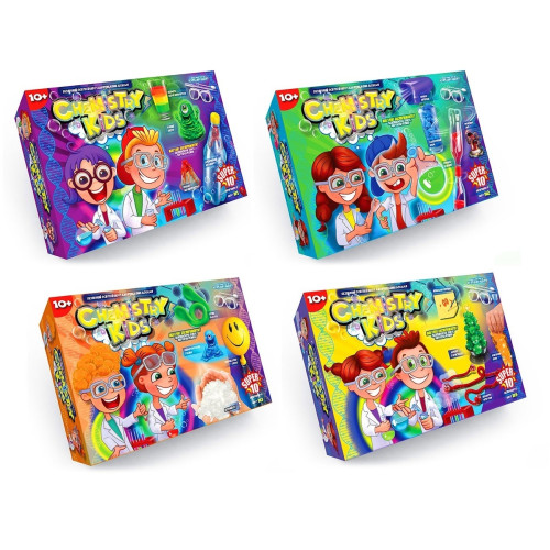 Набір для проведення дослідів "CHEMISTRY KIDS" укр. (4шт), CHK-01-01U,02U,03U,04U