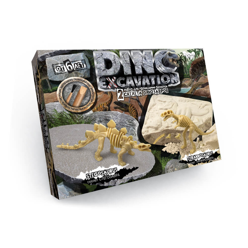 Набір для проведення розкопок "DINO EXCAVATION" динозаври укр.(6шт), DEX-01-04,05,06