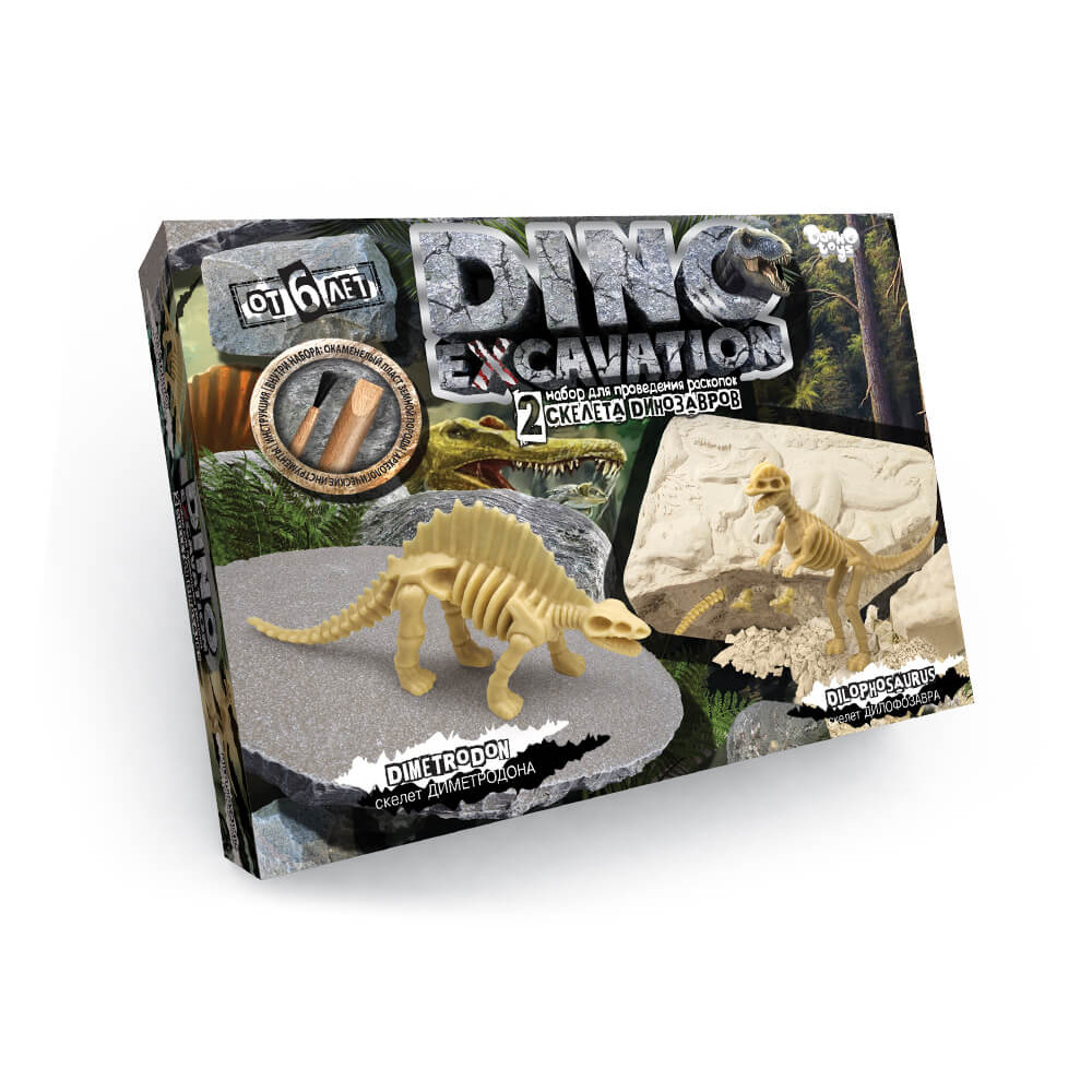 Набір для проведення розкопок "DINO EXCAVATION" динозаври укр.(6шт), DEX-01-04,05,06