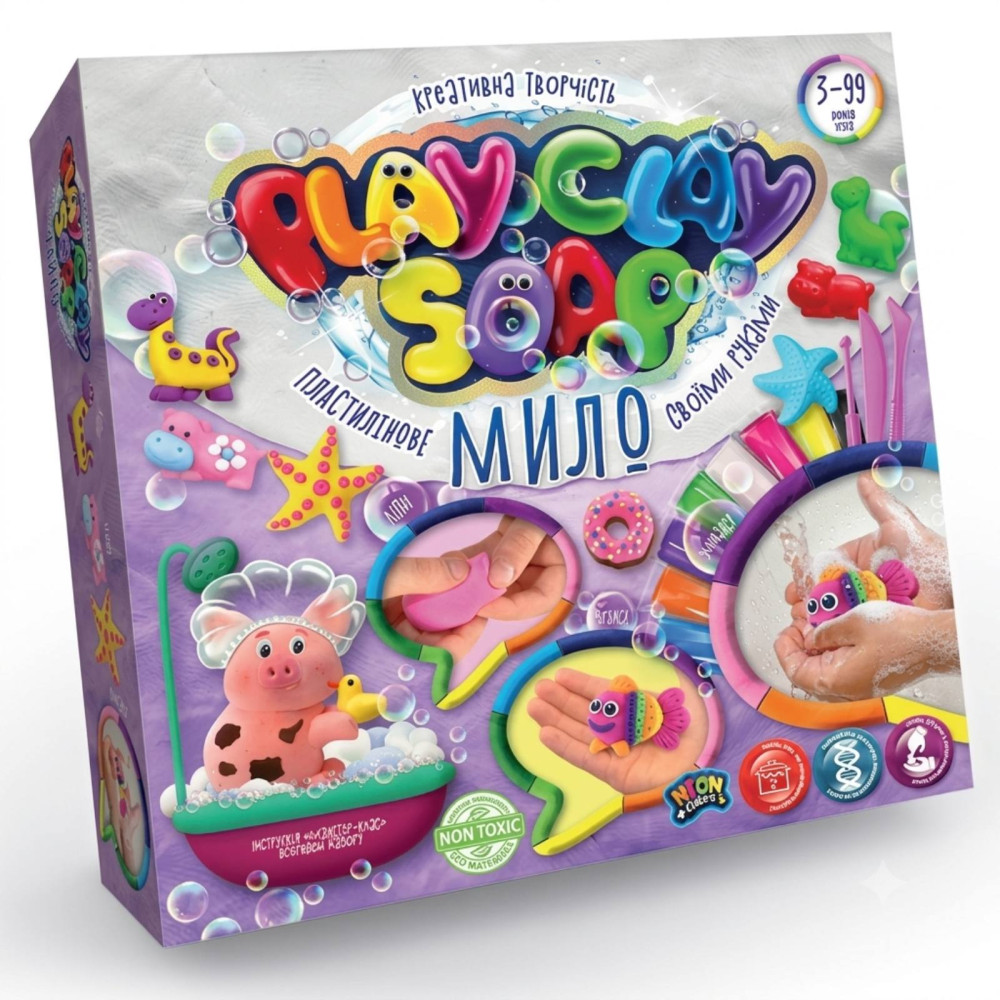 Набір креативної творчості "Пластилінове Мило "PLAY CLAY SOAP" великий укр (6шт)PCS-01-01U,02U