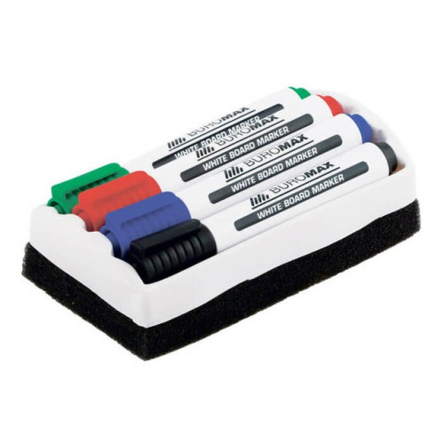 Набір маркерів для дошки BUROMAX 4 штуки з губкою (BM.8800-84)
