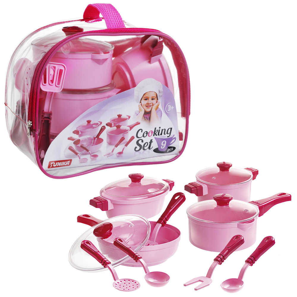 Набір посуду ,шитий кульок Cooking Set (9 pcs) рож.