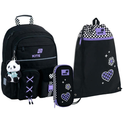 Набір рюкзак + пенал + сумка для взуття Kite Panda Love (SET_K26-584M-2)