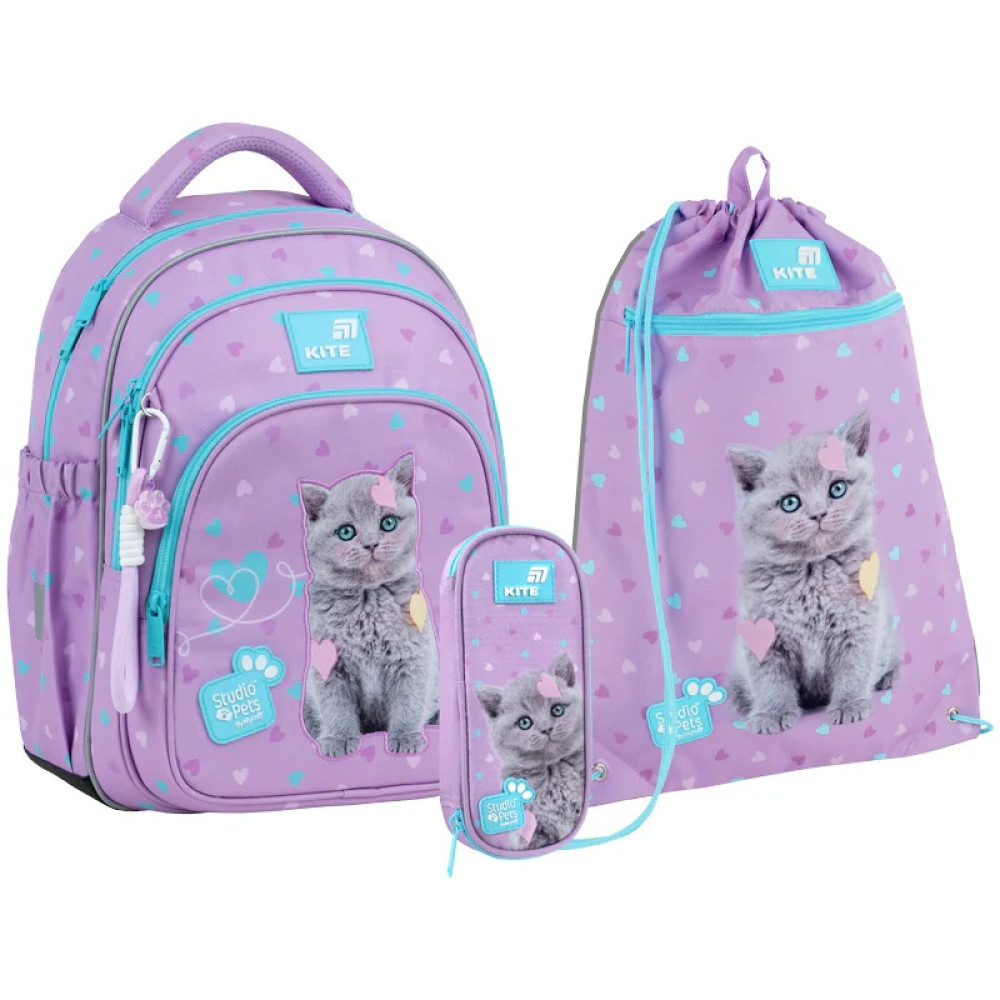 Набір рюкзак + пенал + сумка для взуття Kite Studio Pets (SET_SP26-763S)