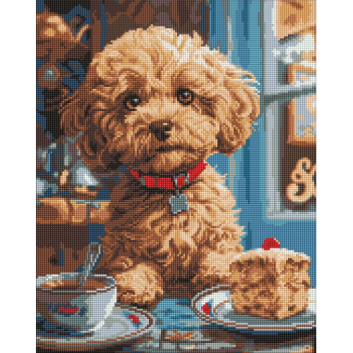 Набір з алмазною мозаїкою "Мальтіпу в кав'ярні" 40х50см AMO8040