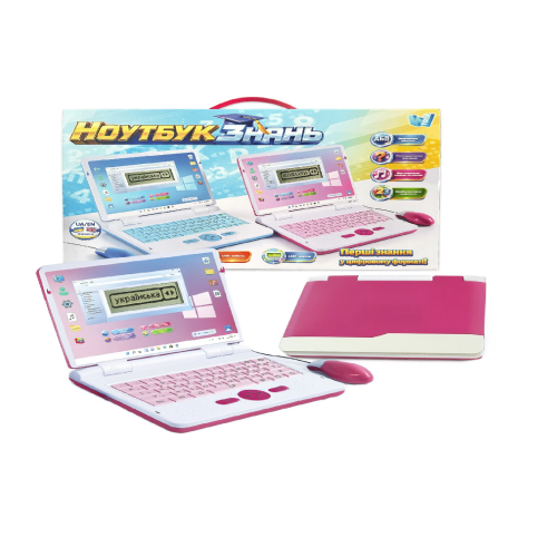 Ноутбук знань 30916 (24/2) “WToys”, ОЗВУЧУВАННЯ УКР. ТА АНГЛ. МОВОЮ, абетка, цифри, 10 скоромовок, 15 казок, 15 пісень, вікторина, в коробці