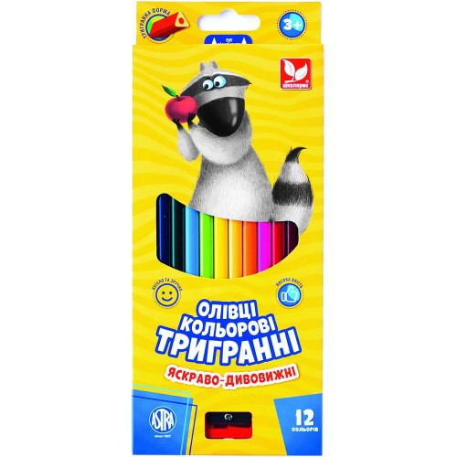 Олівці кольорові тригранні + чинка - 12 кольорів 312110002-UA