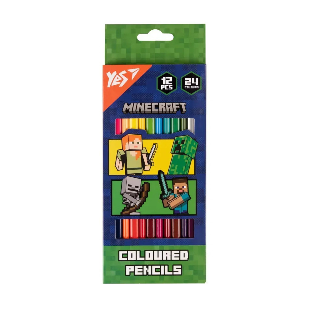 Олівці кольорові Yes 12/24 кол. "Minecraft. Heroes" 290744