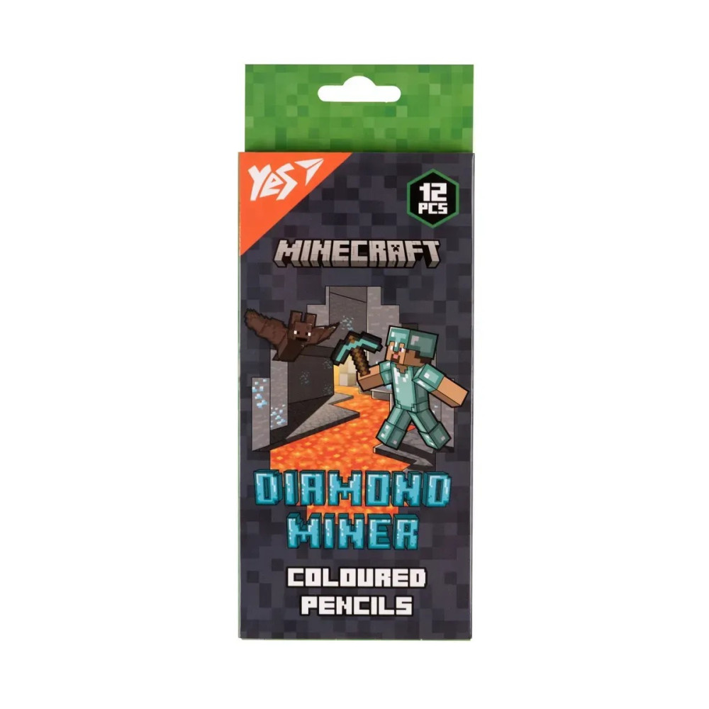 Олівці кольорові Yes 12 кол. "Minecraft. Diamond Miner" 290720
