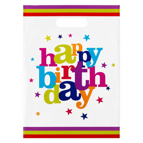 Пакет подарунковий дитячий Happy birthday кольорові літери 16,5x25 см 10 шт 16445