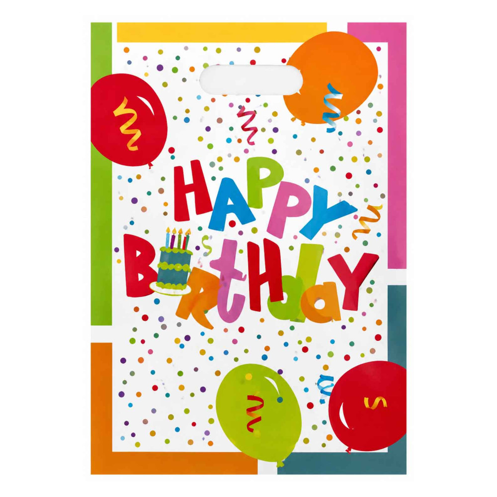 Пакет подарунковий дитячий Happy birthday кульки конфетті 16,5x25 см 10 шт 16446