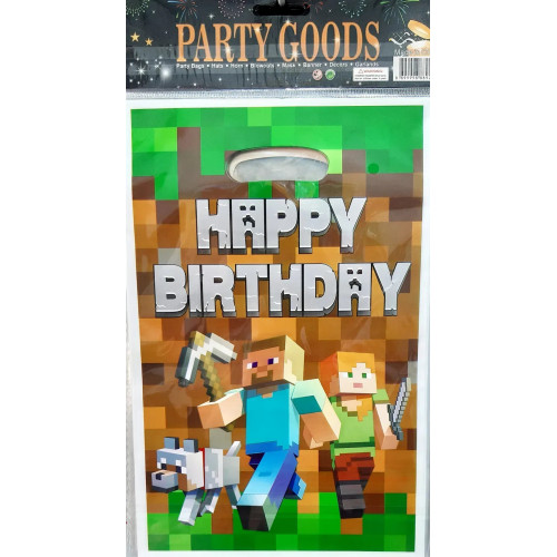 Пакет подарунковий дитячий Майнкрафт Happy birthday 16,5x25 см 10 шт. 16833