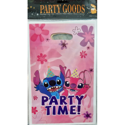Пакет подарунковий дитячий "Стіч на рожевому Party time" 16,5x25 см 10 шт 16849