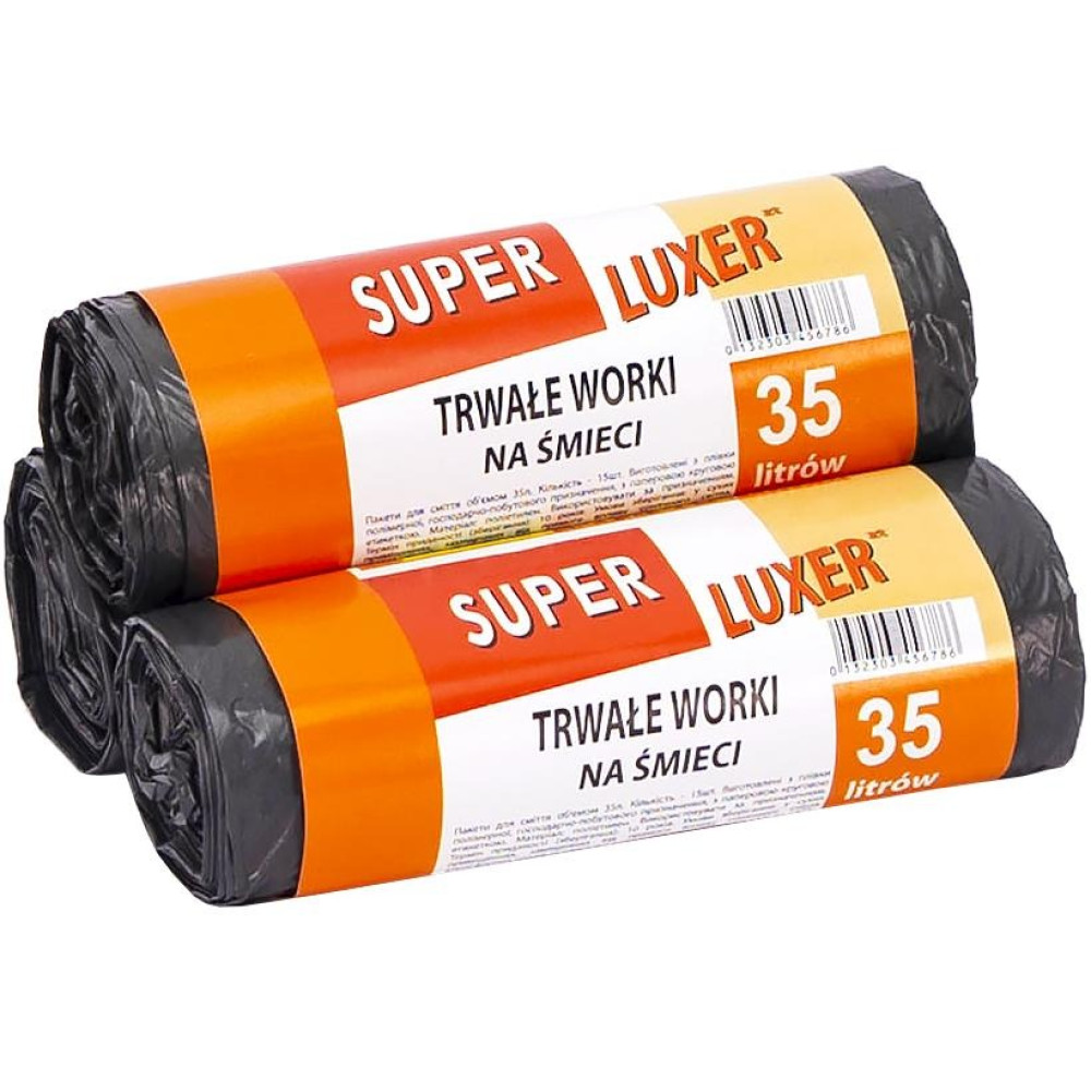 Пакети для сміття 50x60 см 35л 15штук Super Luxs/Кузя Service (83754)