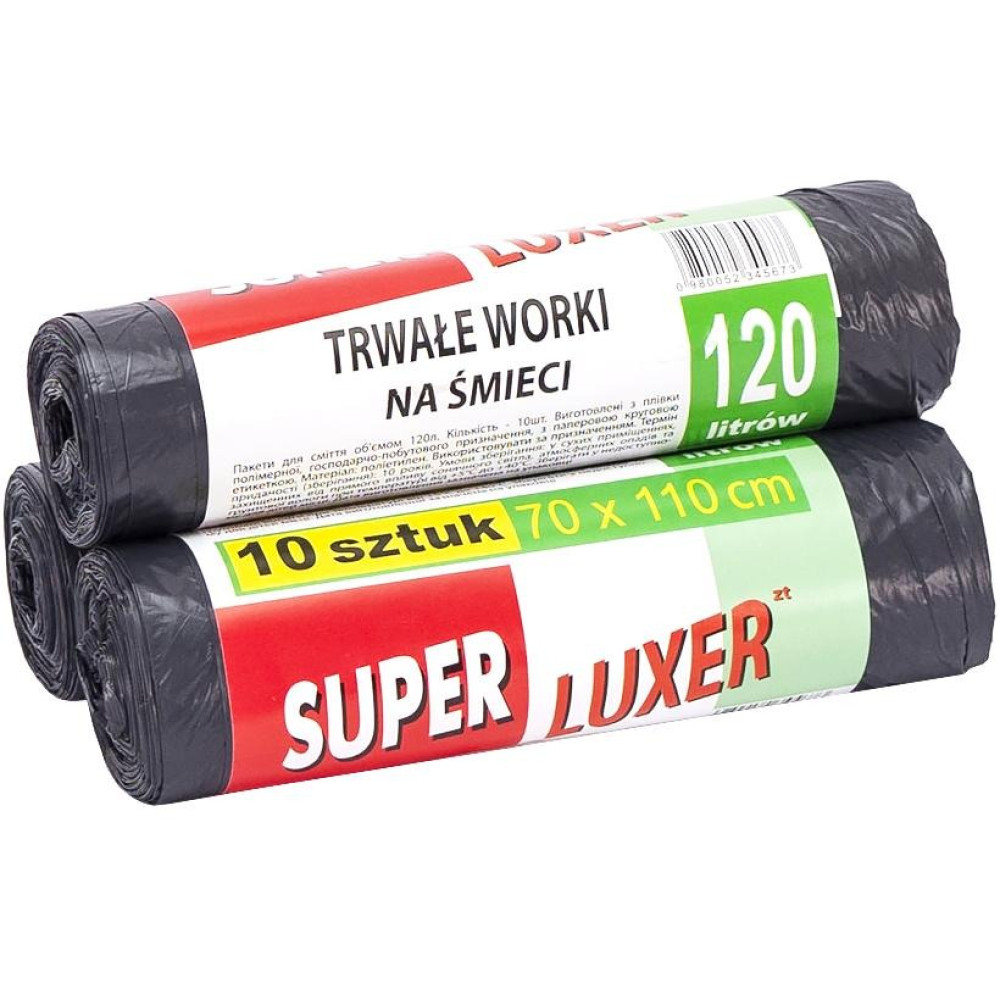 Пакети для сміття 70x110 см 120л 10 штук Super Luxs/PROdom/Кузя Service (83753)