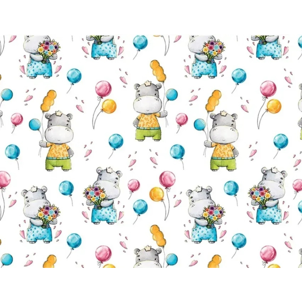 Пакувальний папір (5 листів) "Бегемот з кульками" (70x100 см) 14730