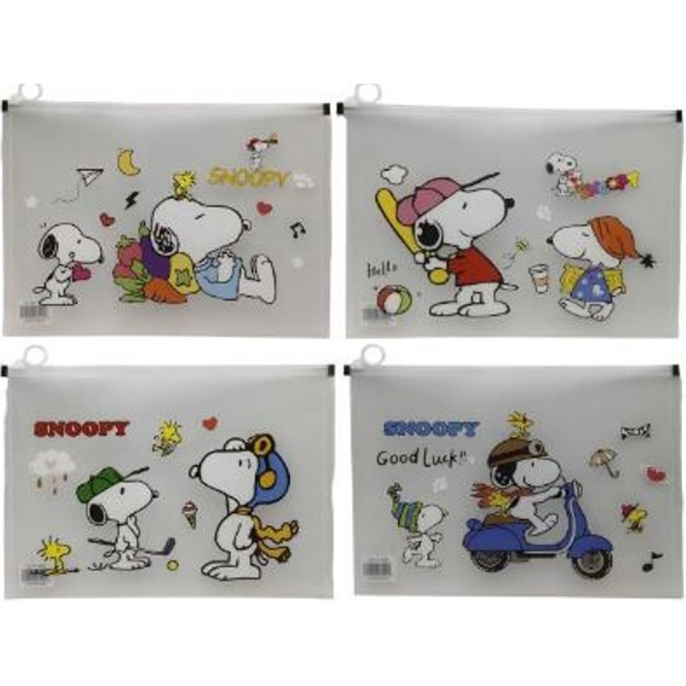 Папка для зошитів А4+ на змійці "Snoopy" 33*24,5см 20мкр,4в. 6157