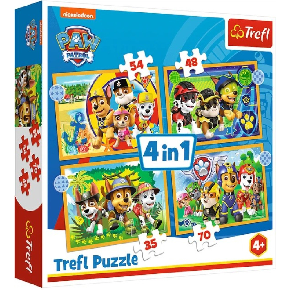 Пазли "4in1 (35, 48, 54, 70)" Paw Patrol Свято у щенячого патруля Trefl 34395
