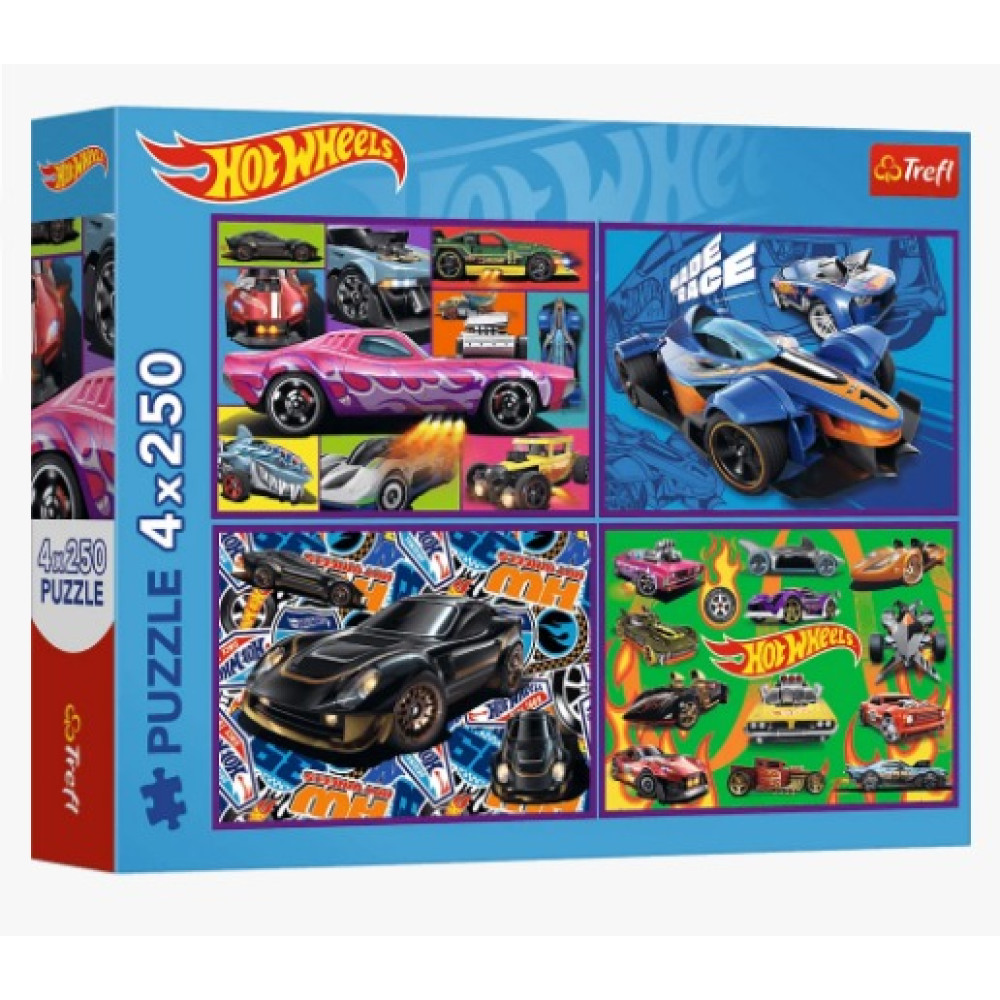 Пазли "4x250" Hot Wheels Гоночний автомобіль Trefl 13312