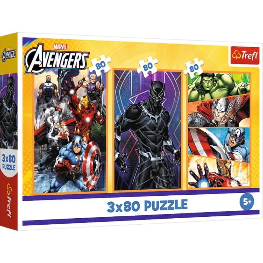 Пазли "3x80" The Avengers Дні наповнені діями Trefl 34883