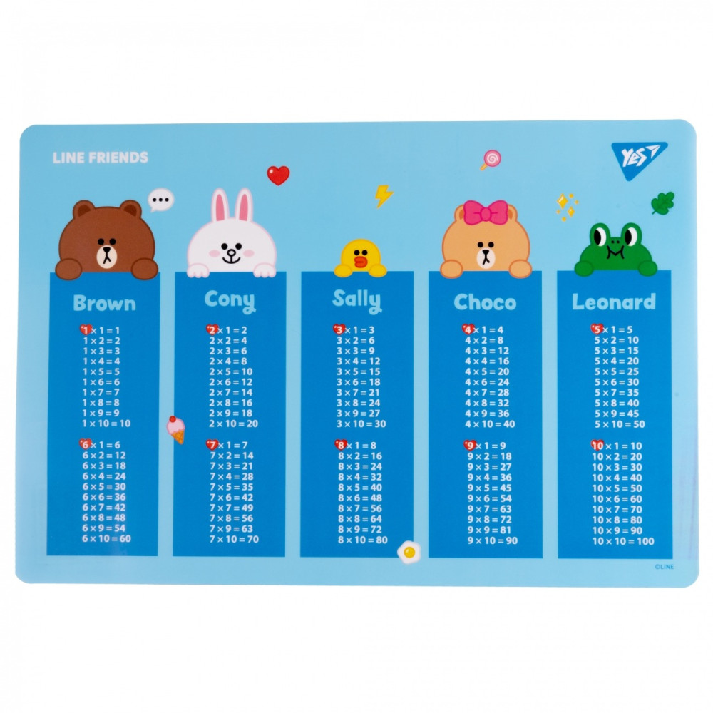 Підкладка для столу  YES табл. множ. "Line Friends" 492174