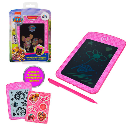 Планшет для малювання Paw Patrol арт. KH74/002L(40шт) LCD екран 6,5'', трафарет, наліпки блістер 15*22*3см