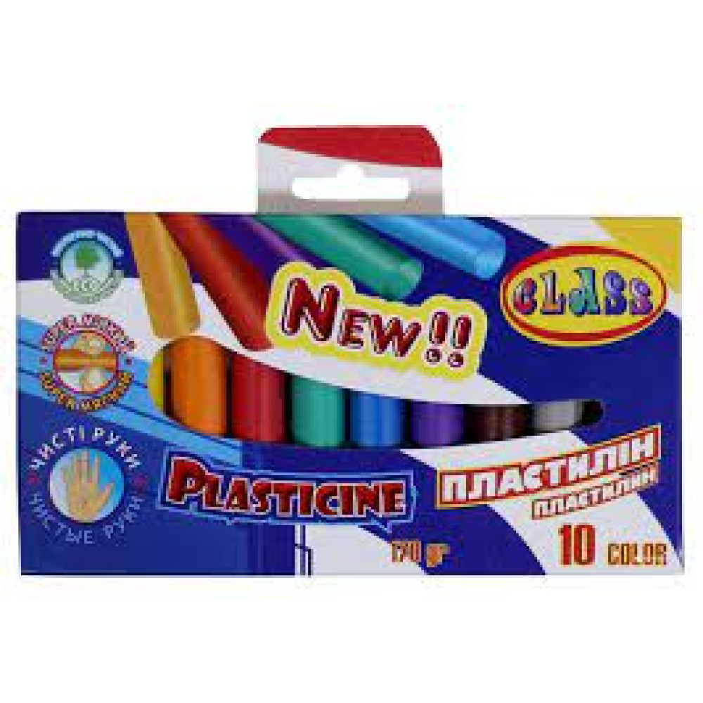 пластилін "Чисті руки" 10кол., ECO, 170гр., 7626, CLASS