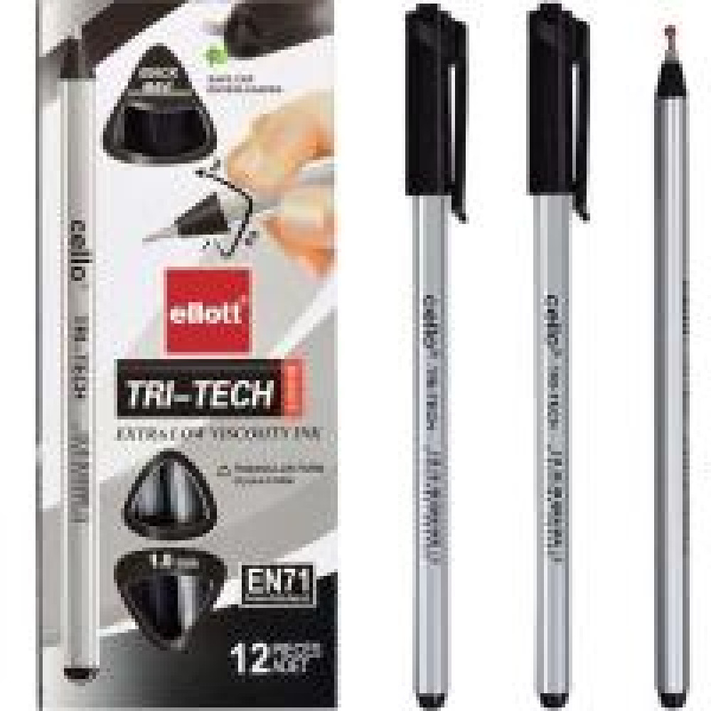 Ручка масляна "TRI-TECH" Ellott CL1003-12 Чорна (99513)