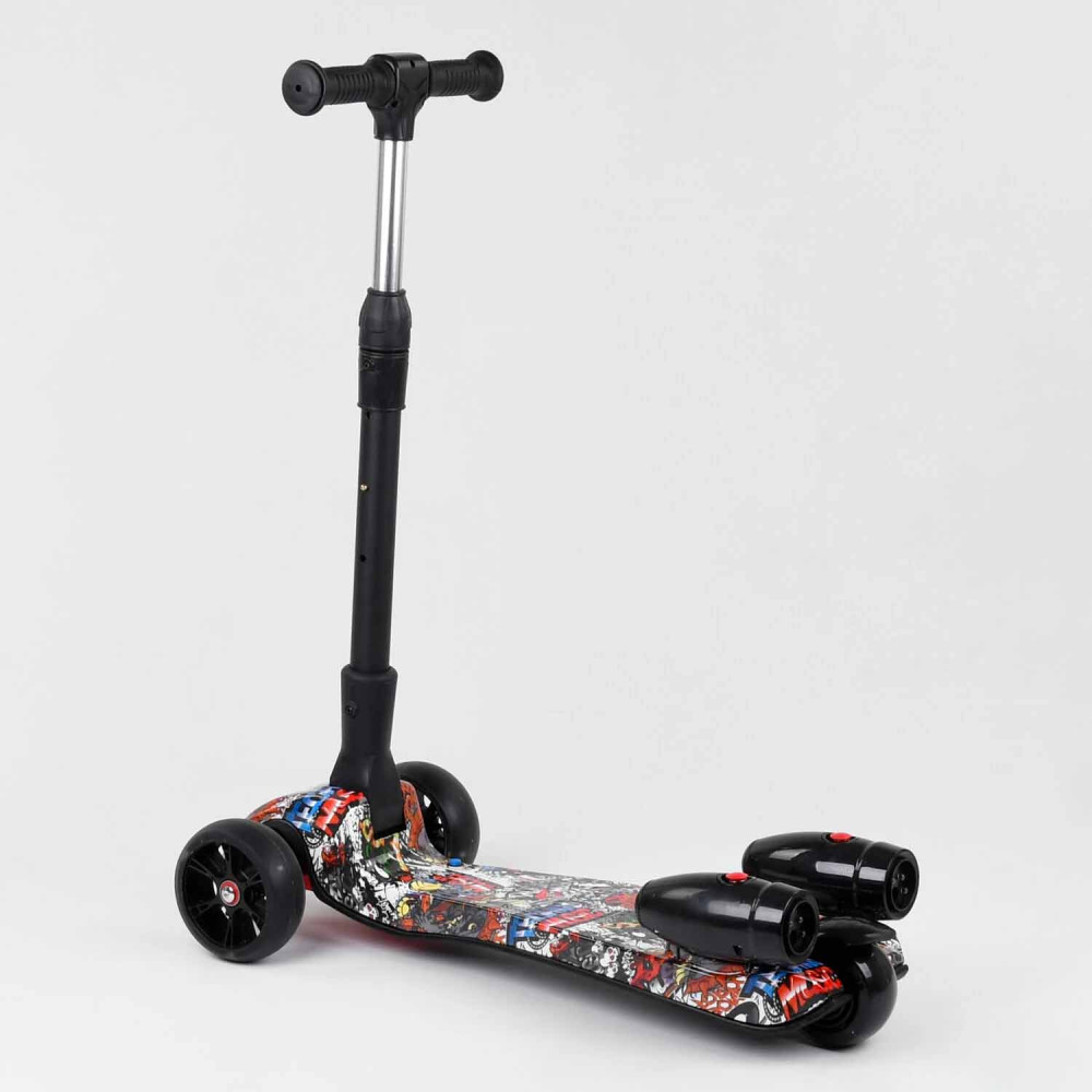 Самокат Акція Best Scooter MAXI 17723, з парогенератором, музика, дим, турбіни, пластмасовий, колеса PU 120×40 мм, складне алюмінієве кермо, в коробці