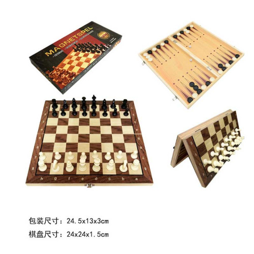Шахи дерево арт.W2801M (36шт/2) 3 в 1,короб 24,5*13*3см