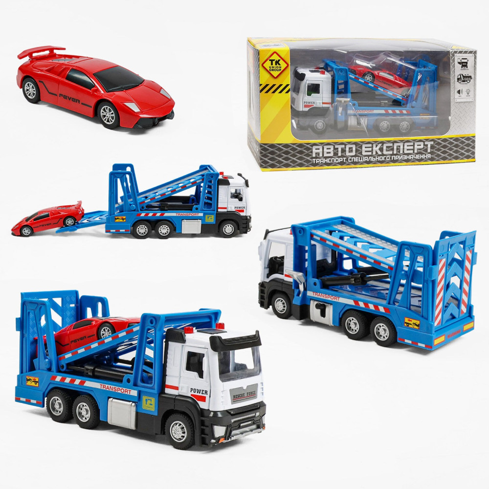 Спецтехніка LS-7088-29 (60/2) “Авто Експерт”, “Евакуатор”, металопластик, масштаб: 1:32, інерція, підсвічування, звук, механічний підіймач, рухома дв