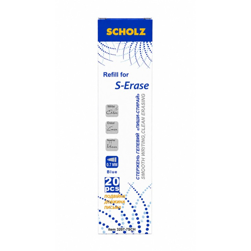 Стержень гелевий пиши-стирай M&G SCHOLZ 0,7 мм синій (3207-6SCH)