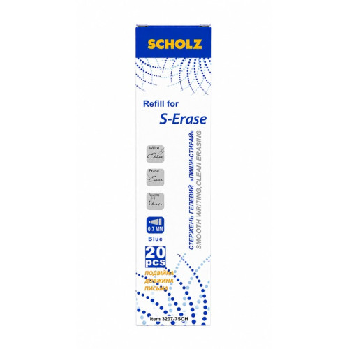 Стержень гелевий пиши-стирай M&G SCHOLZ 0,7 мм синій (3207-6SCH)