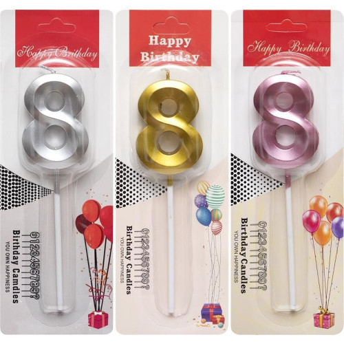 Свічка-цифра "8" металік TL-1056 (111568)