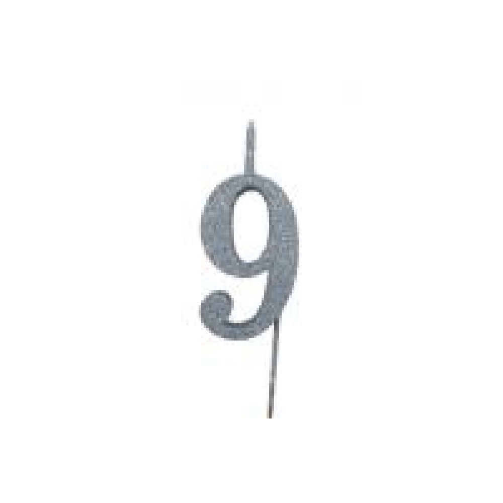 Свічка цифра Велика, шпажка, блискавки срібло 9 (13,5 см)