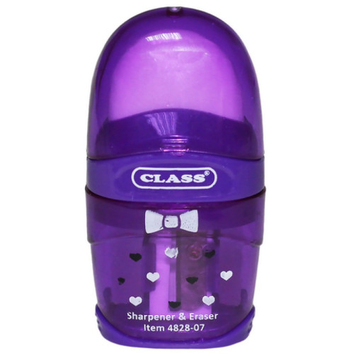 точилка з конт.+ластик Hearts, фіол. кол., 4828-07, CLASS