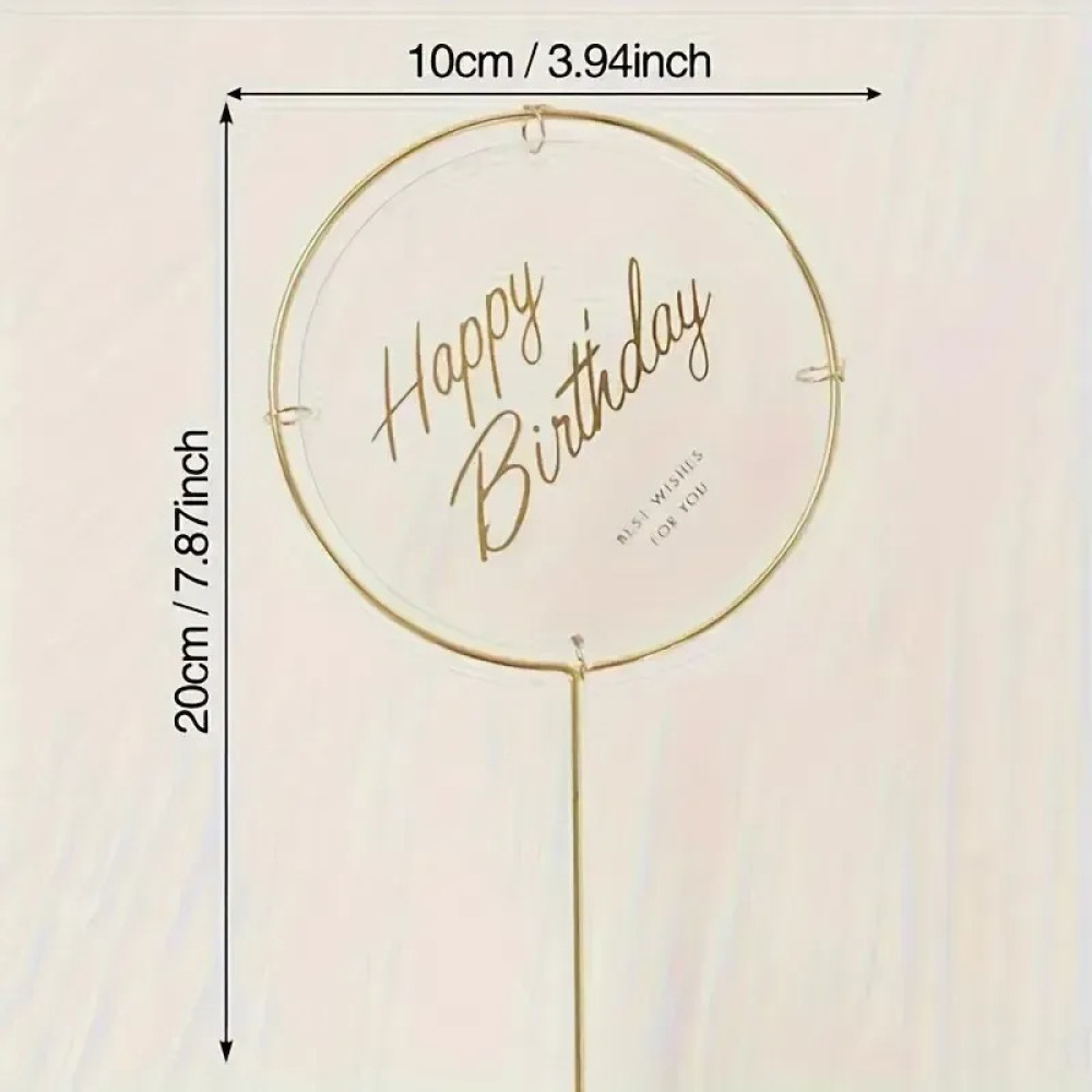 Топпер для торта Happy Birthday прозоре коло 15108