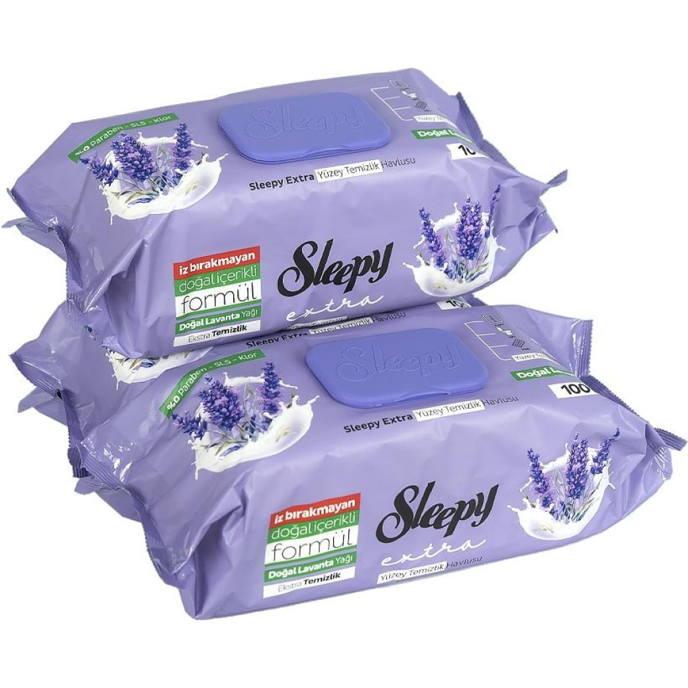 Вологі серветки для прибирання 100шт ТМ SLEEPY Easy Clean Lavander 20*10 фіолетовий клапан