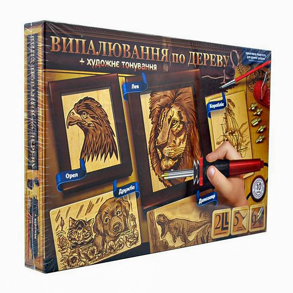 Набір для творчості "Випалювання по дереву+художнє тонування" укр.(6шт)WD-01-01U